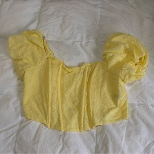 Wild Fable Yellow Eyelet Puff Sleeve Blouse